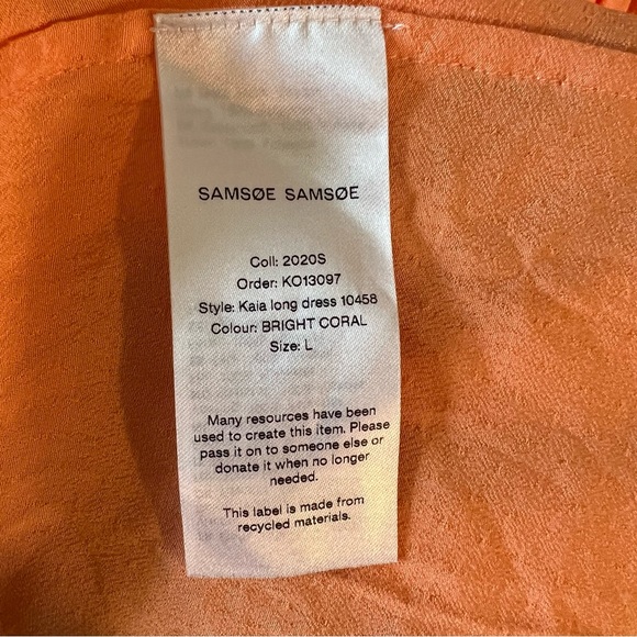 Samsoe samsoe orange maxi long sleeve dress size large - Picture 7 of 7